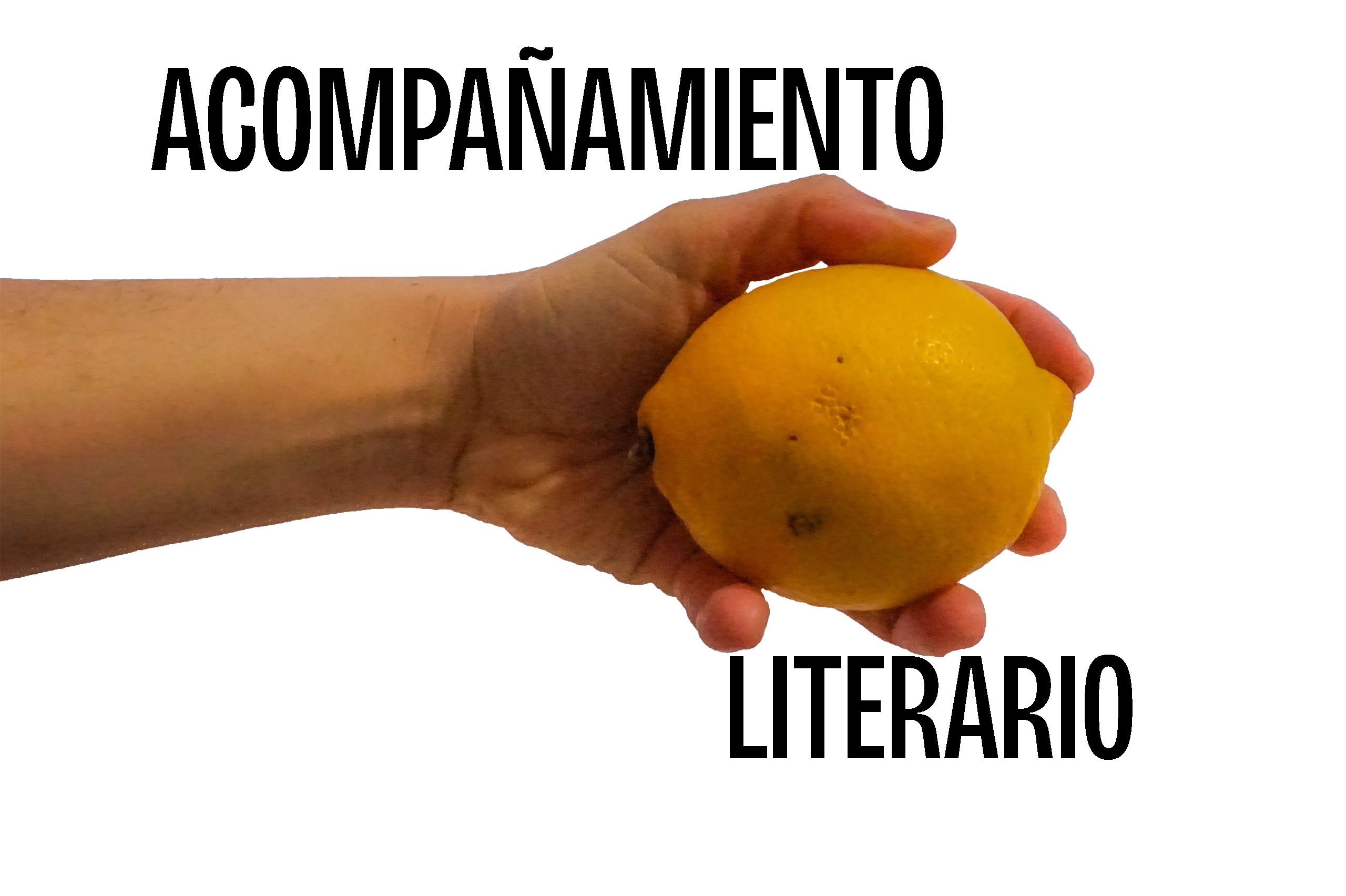 Título: Acompañamiento literario. Imagen de una mano sin fondo sujetando un limón.